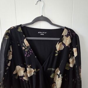 Ava & Viv Floral Black Dress